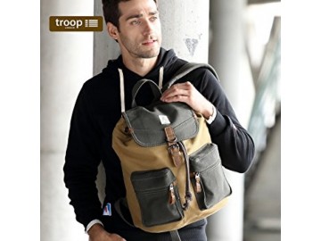 Troop London TRP0417 Velký batoh s dvěmi kapsičkami - Green/Camel