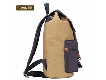 Troop London TRP0417 Velký batoh s dvěmi kapsičkami - Green/Camel
