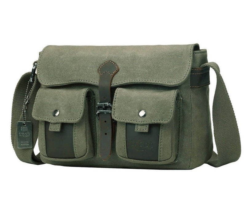 Troop London TRP0434 Široká brašna s předními kapsami - Olive