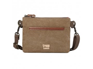 Troop London TRP0509 Dvojitá dámská brašna přes rameno - Brown