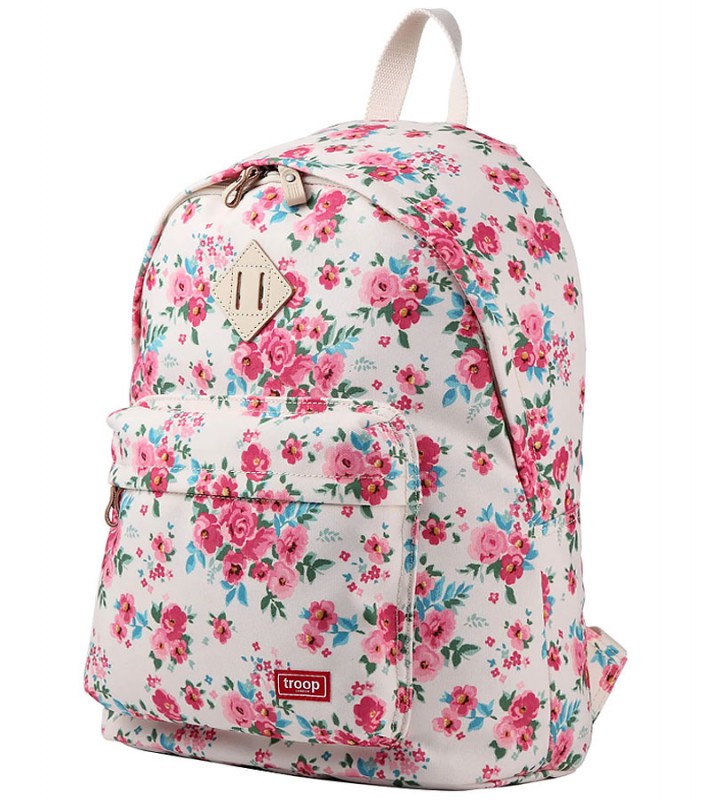 Troop London TRP0384 Školní batoh klasického vzhledu - Beige Floral
